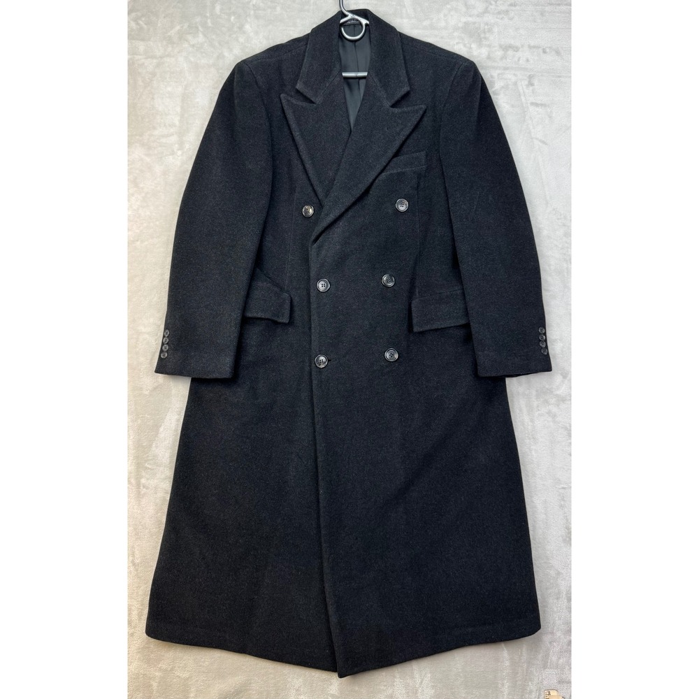 Vtg Chaps Ralph Lauren Men's 38 Lambswool Double Breasted Extra Long Overcoat